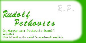 rudolf petkovits business card